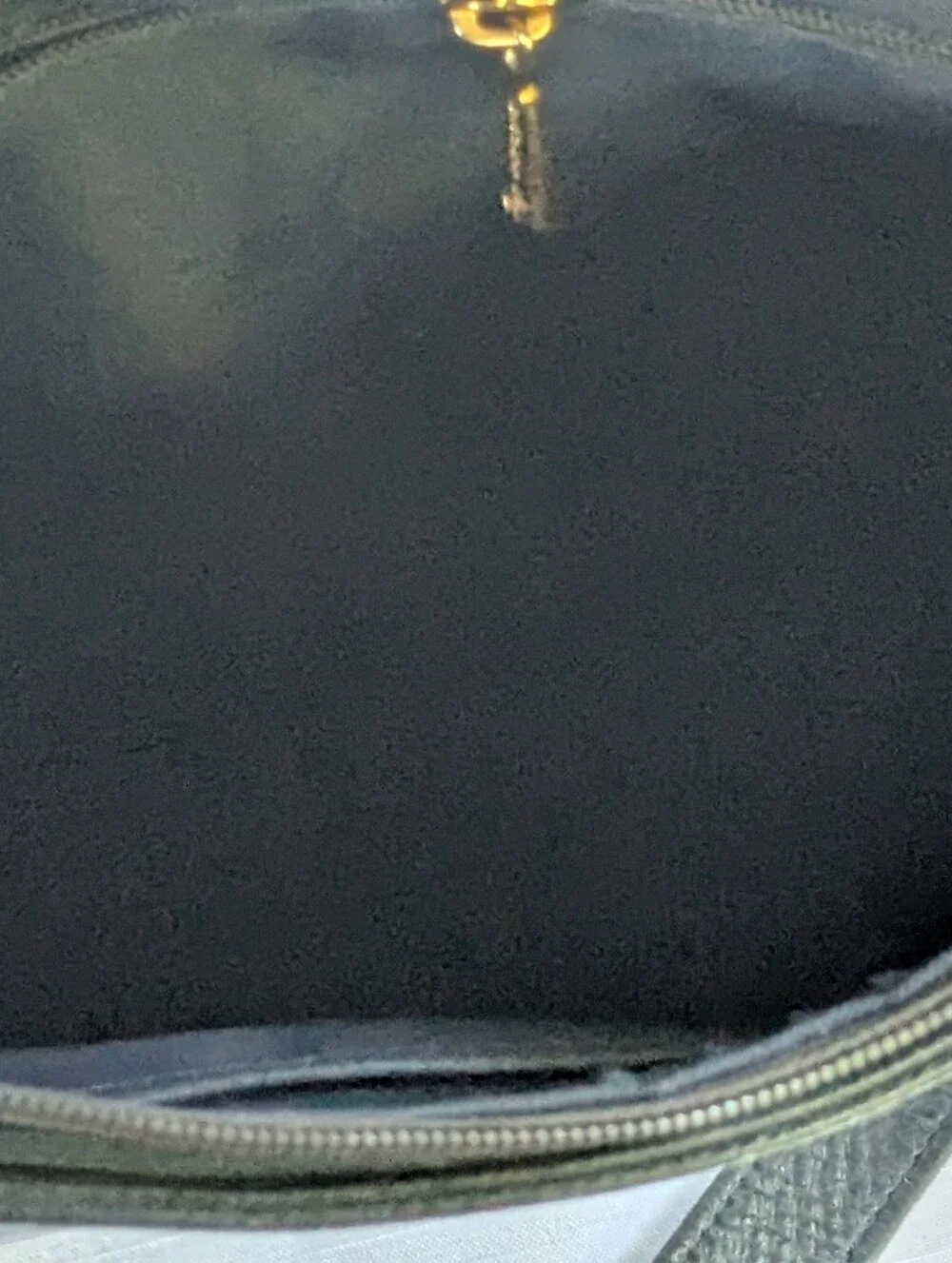 Longchamp Vintage Dark Blue Crossbody Bag with Gold Zipper Pull